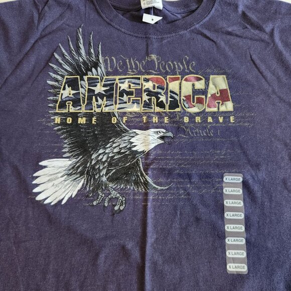 America Home Of The Brave T-Shirt We The People USA Flag Eagle Patriotic XL NEW - Picture 3 of 7